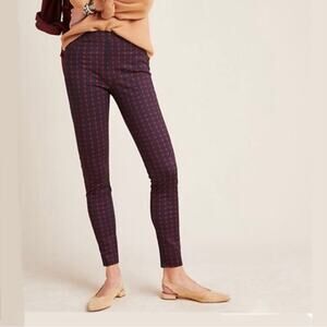 Sanctuary x Anthropology Finchley Red Navy Plaid High Rise Legging Pant Size XS